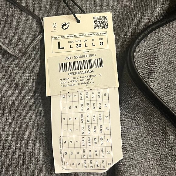 Zara Knit Marble Cardigan Coat Faux Leather Trim - Picture 7 of 12